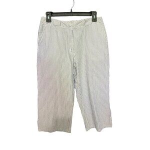 Annex by Casual Corner Petite Blue and White Seersucker Capri Pants Size 10P